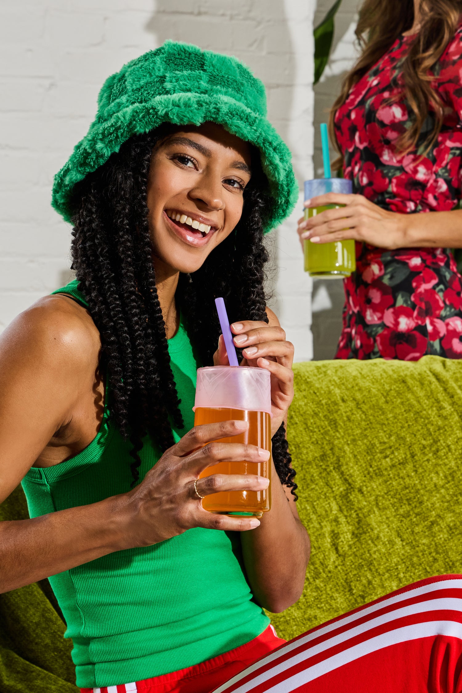 Girl with universal silicone straw top and straw