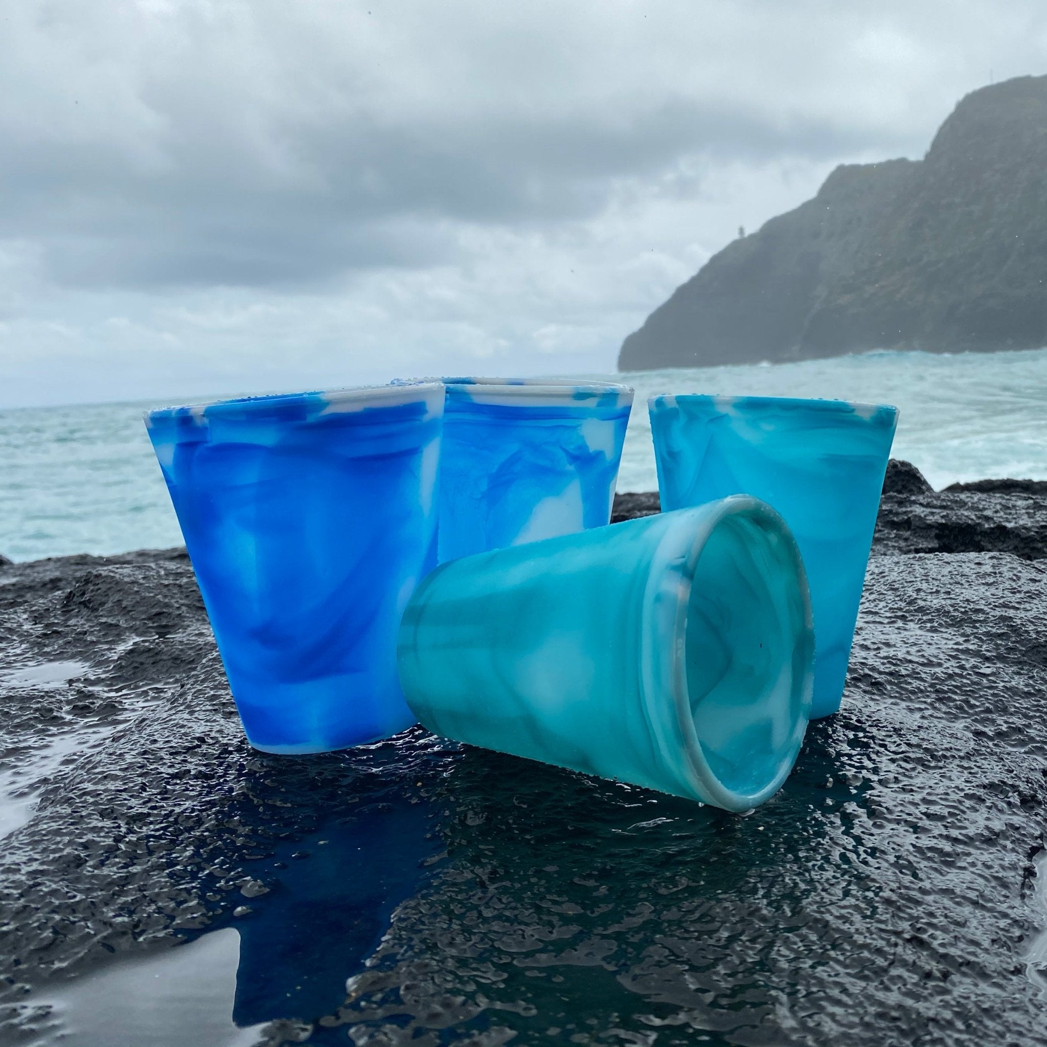 Reusable Stackable Silicone Cups, Ocean Theme 20oz - GoSili