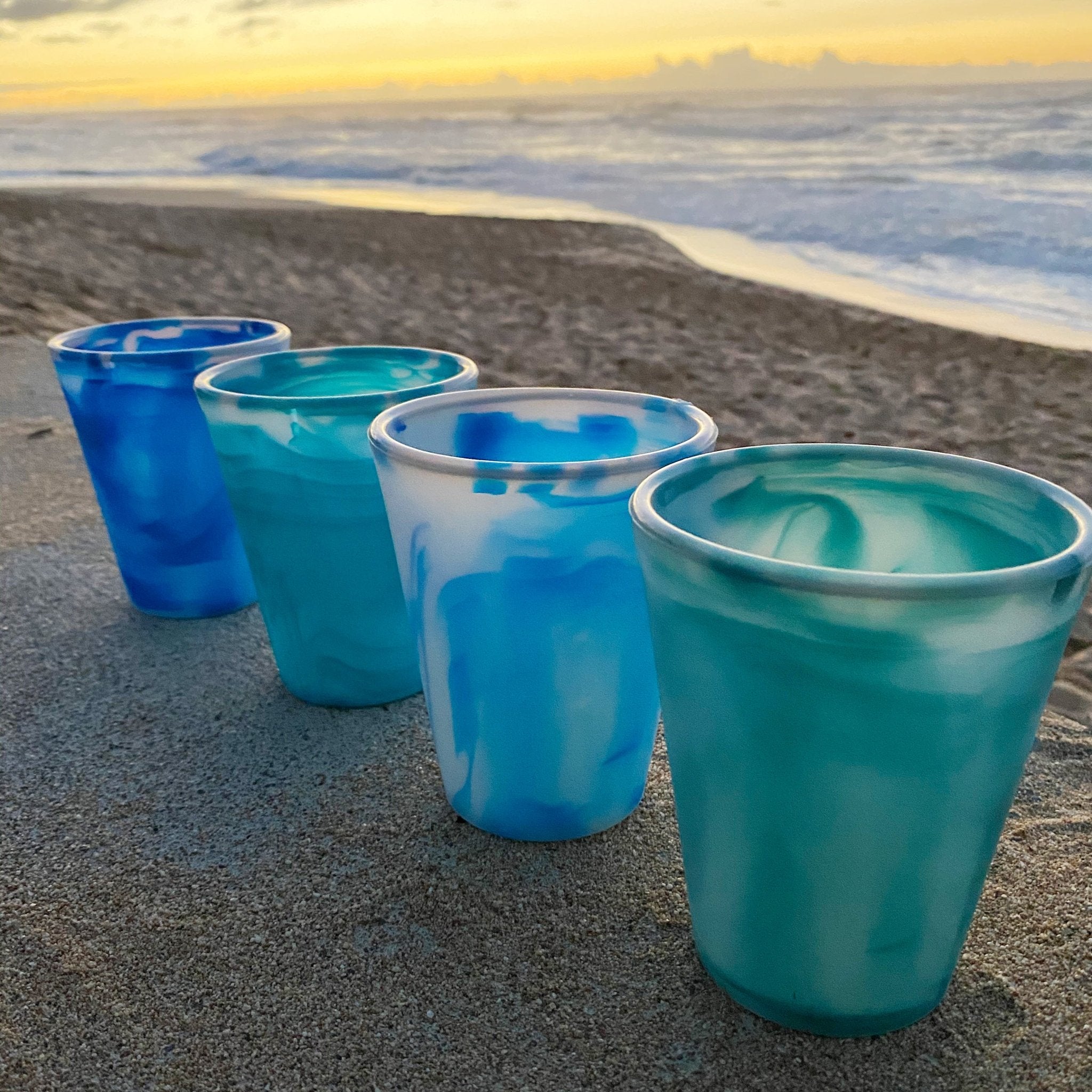 Reusable Stackable Silicone Cups, Ocean Theme 20oz - GoSili