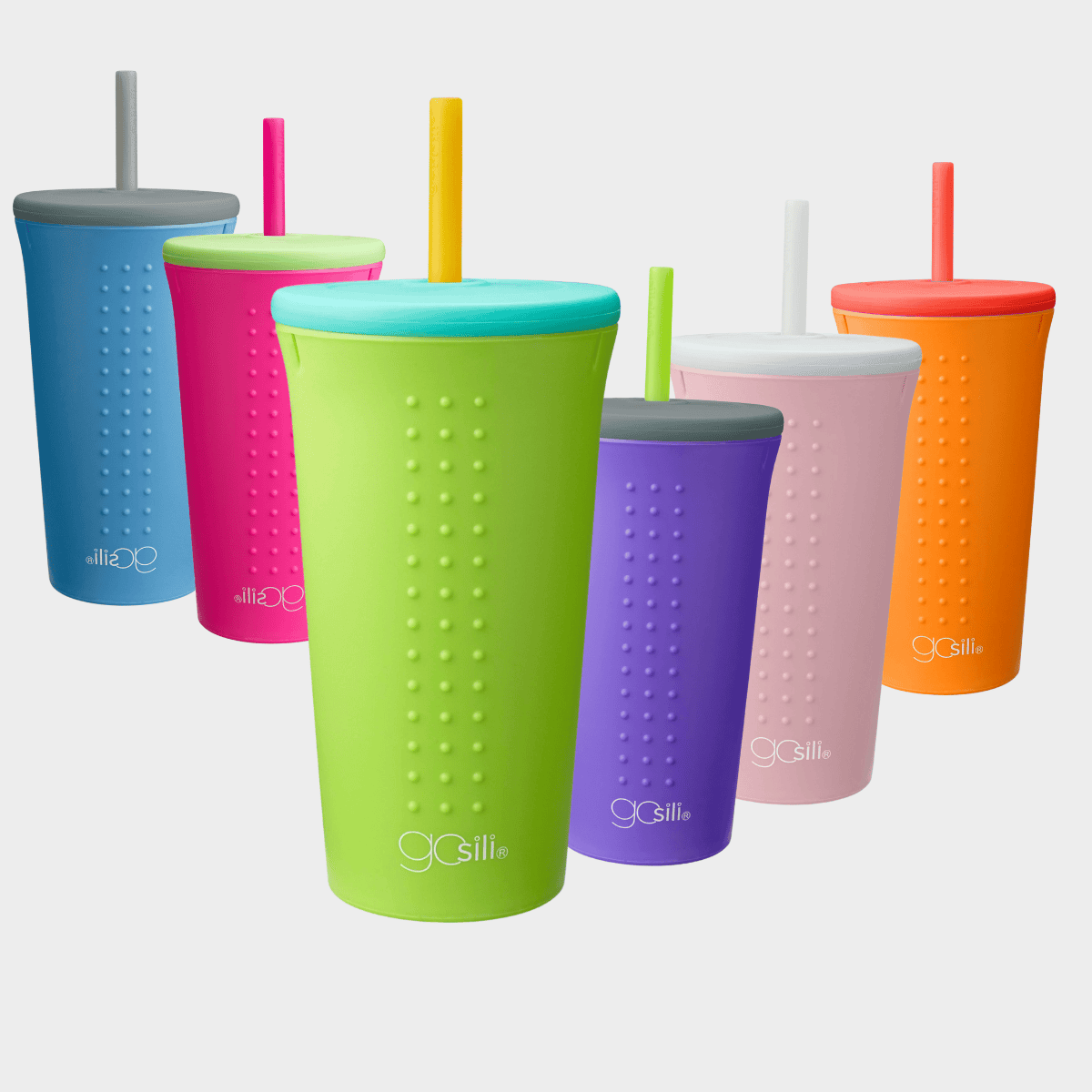 GoSili reusable silicone straw cup with embedded stainless-steel ring for durability