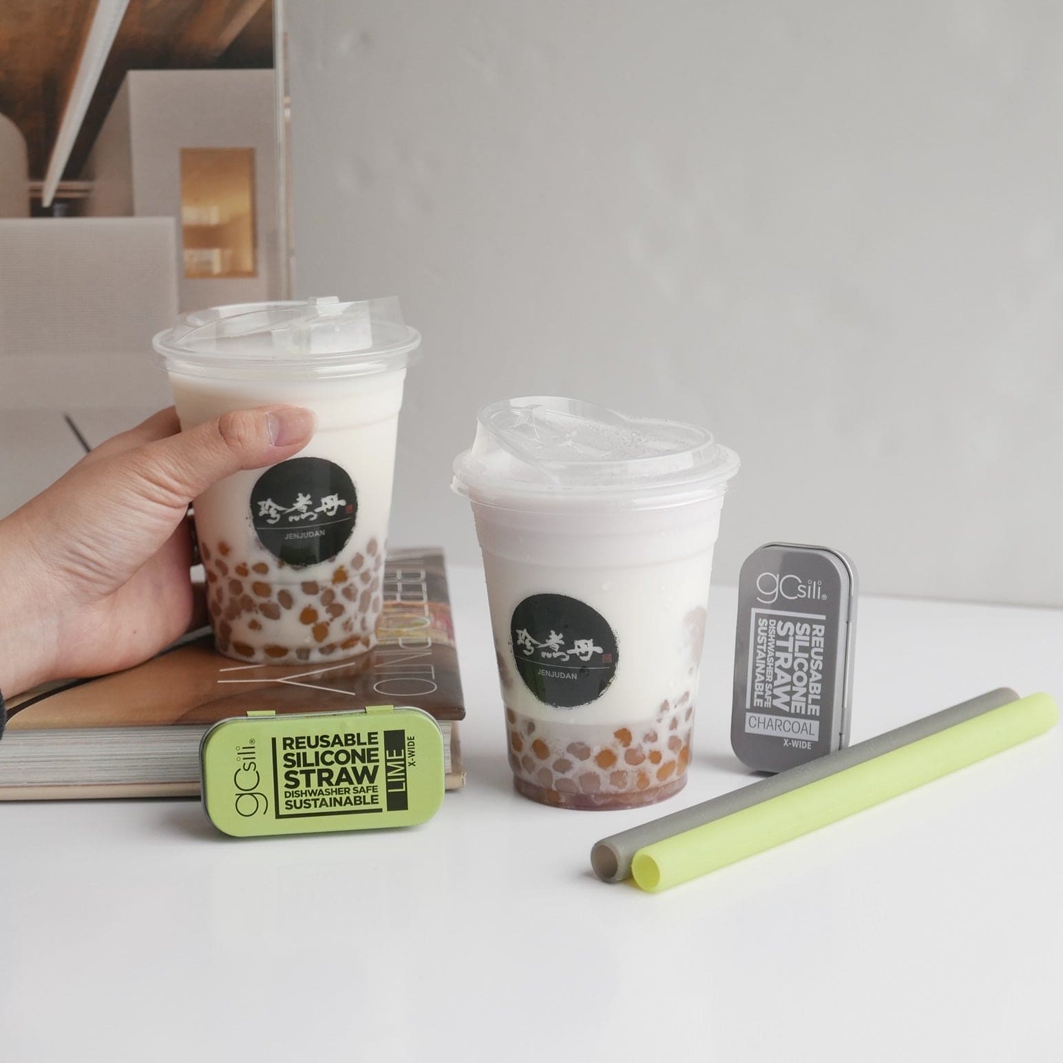 Extra - Wide 8.5&quot; Reusable Silicone Straw, 3pk - GoSili