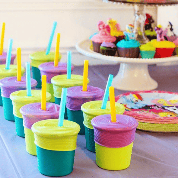 SiliKids Silicone Cup with Universal Straw Top and Drink Protector, 8oz - GoSili