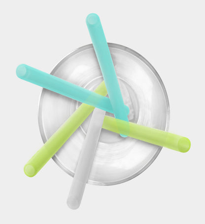 Set of 5 GoSili short reusable silicone straws made from non-toxic European-grade platinum silicone.