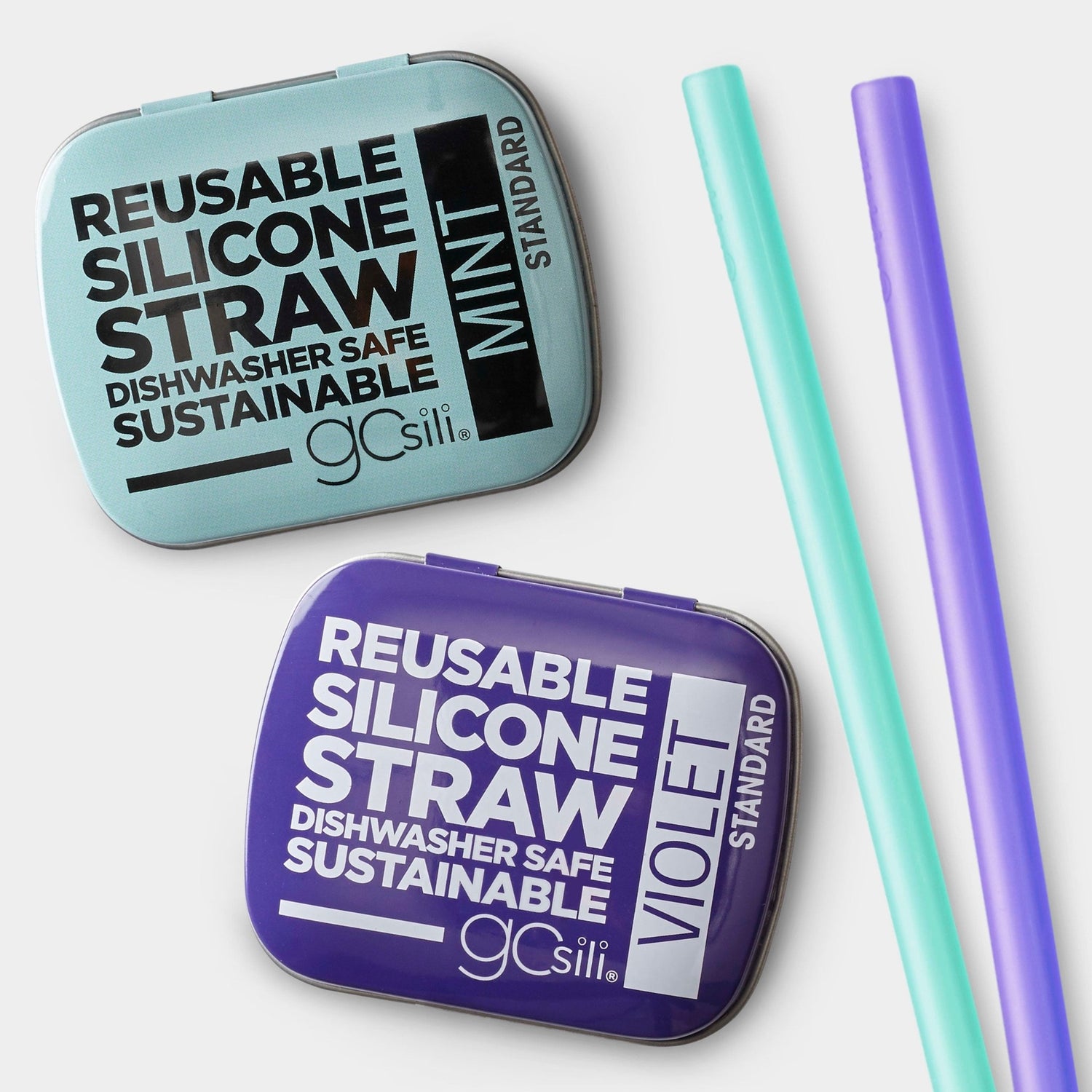 8&quot; Reusable Silicone Straw &amp; Travel Case, 2pk - GoSili
