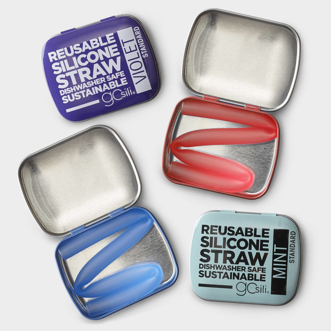 8&quot; Reusable Silicone Straw &amp; Travel Case, 4pk - GoSili