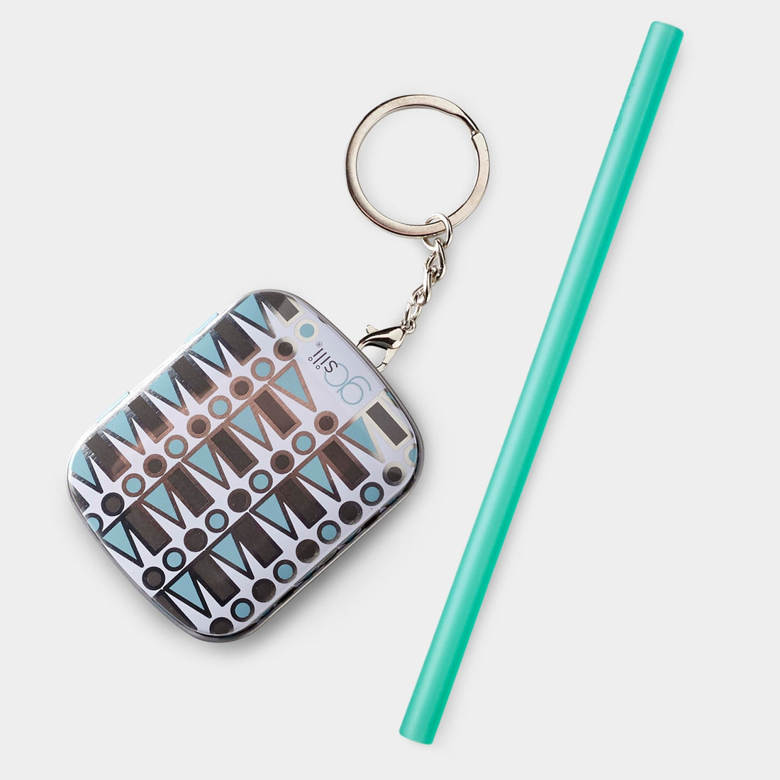 8&quot; Reusable Silicone Straw &amp; Travel Case Key Chain - GoSili