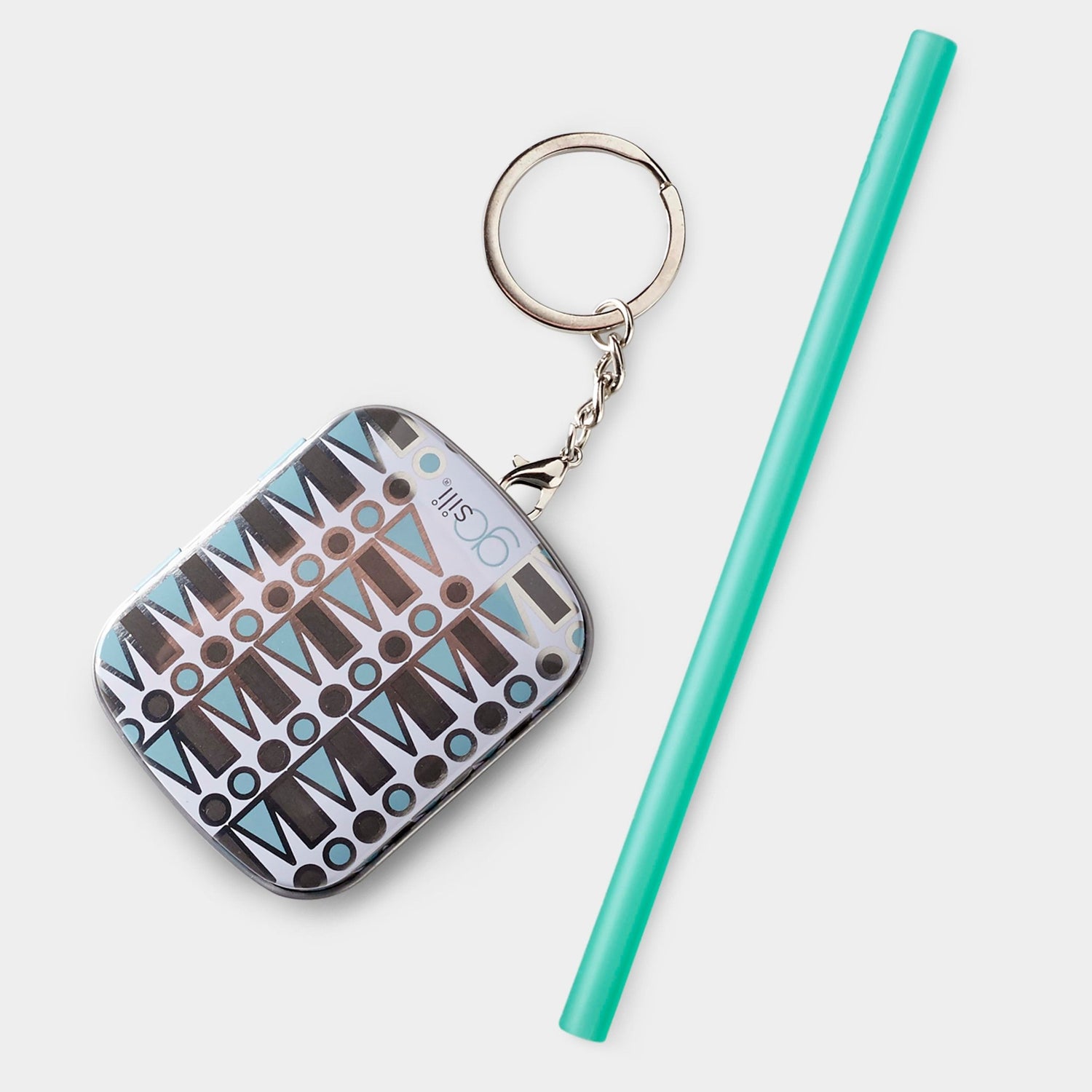 8&quot; Reusable Silicone Straw &amp; Travel Case Key Chain - GoSili