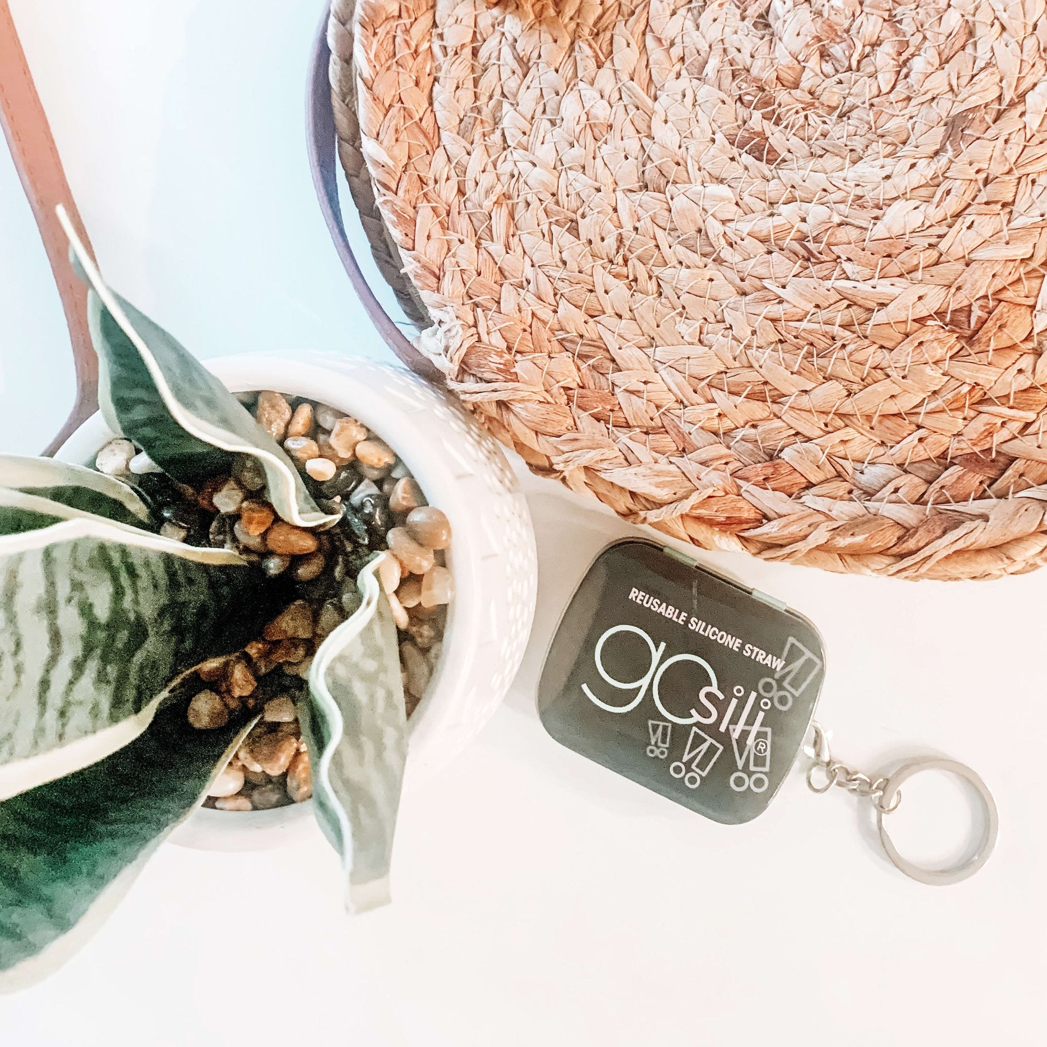 8&quot; Reusable Silicone Straw &amp; Travel Case Key Chain - GoSili