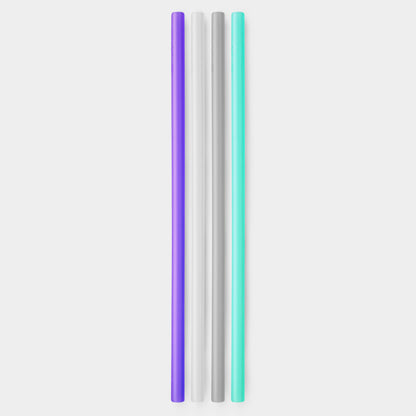 Close-up of GoSili reusable silicone straws, highlighting their soft texture and non-toxic, eco-friendly design.