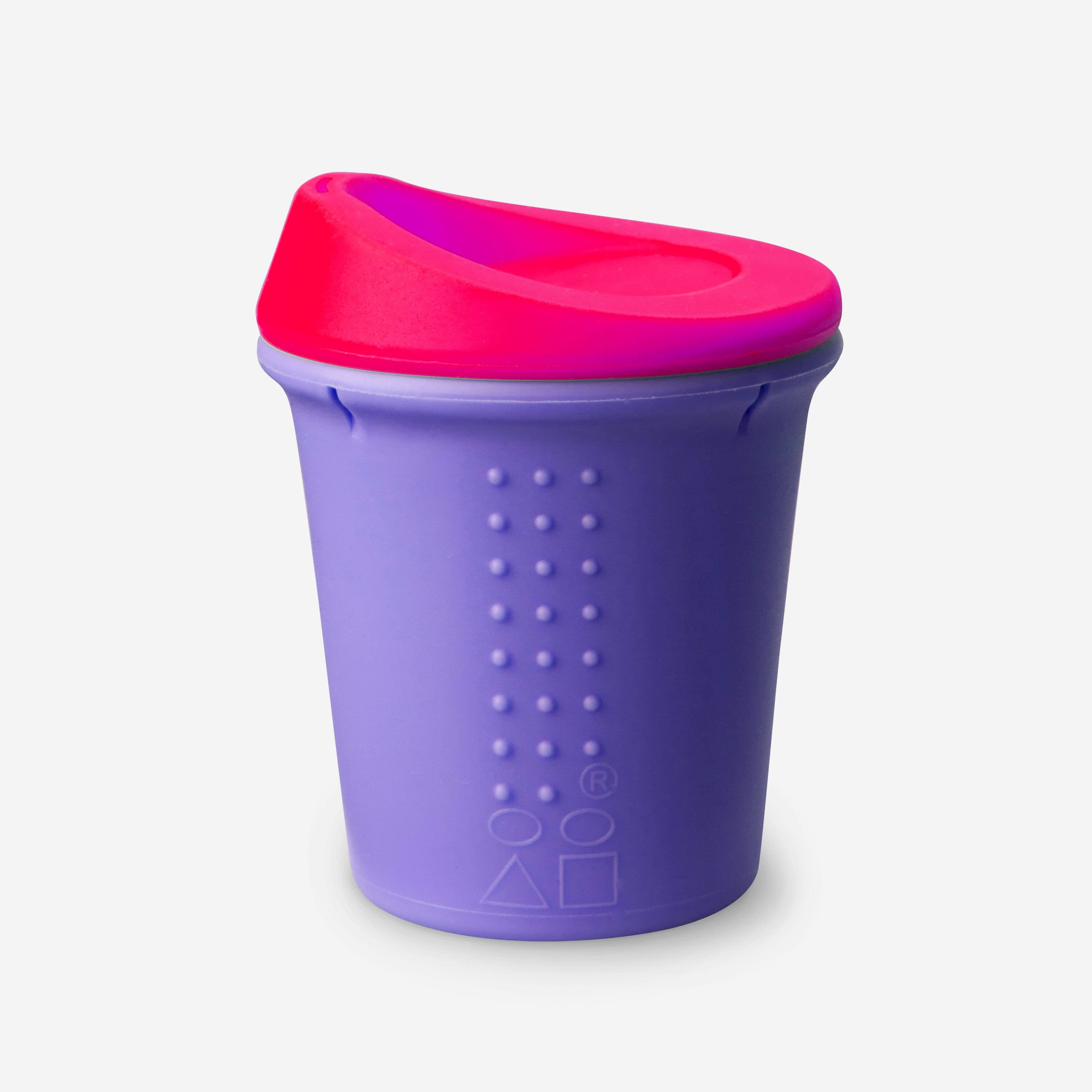 Dishwasher-safe silicone travel mug designed for easy cleaning.
