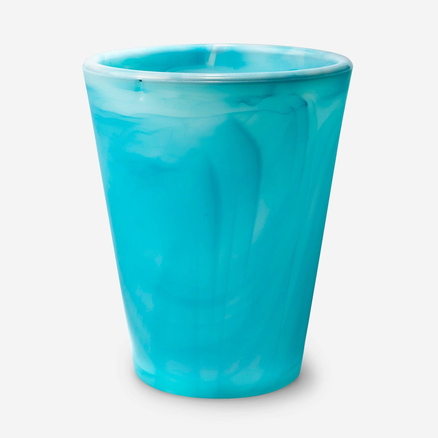 Set of four GoSili reusable silicone cups with water patterns and eco-conscious packaging.
