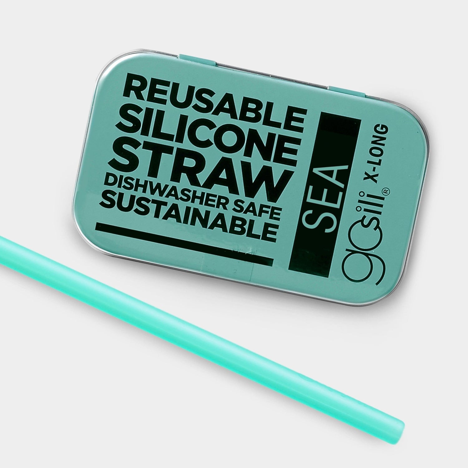 Extra - Long 10.75&quot; Reusable Silicone Straw and Travel Case, 3pk - GoSili