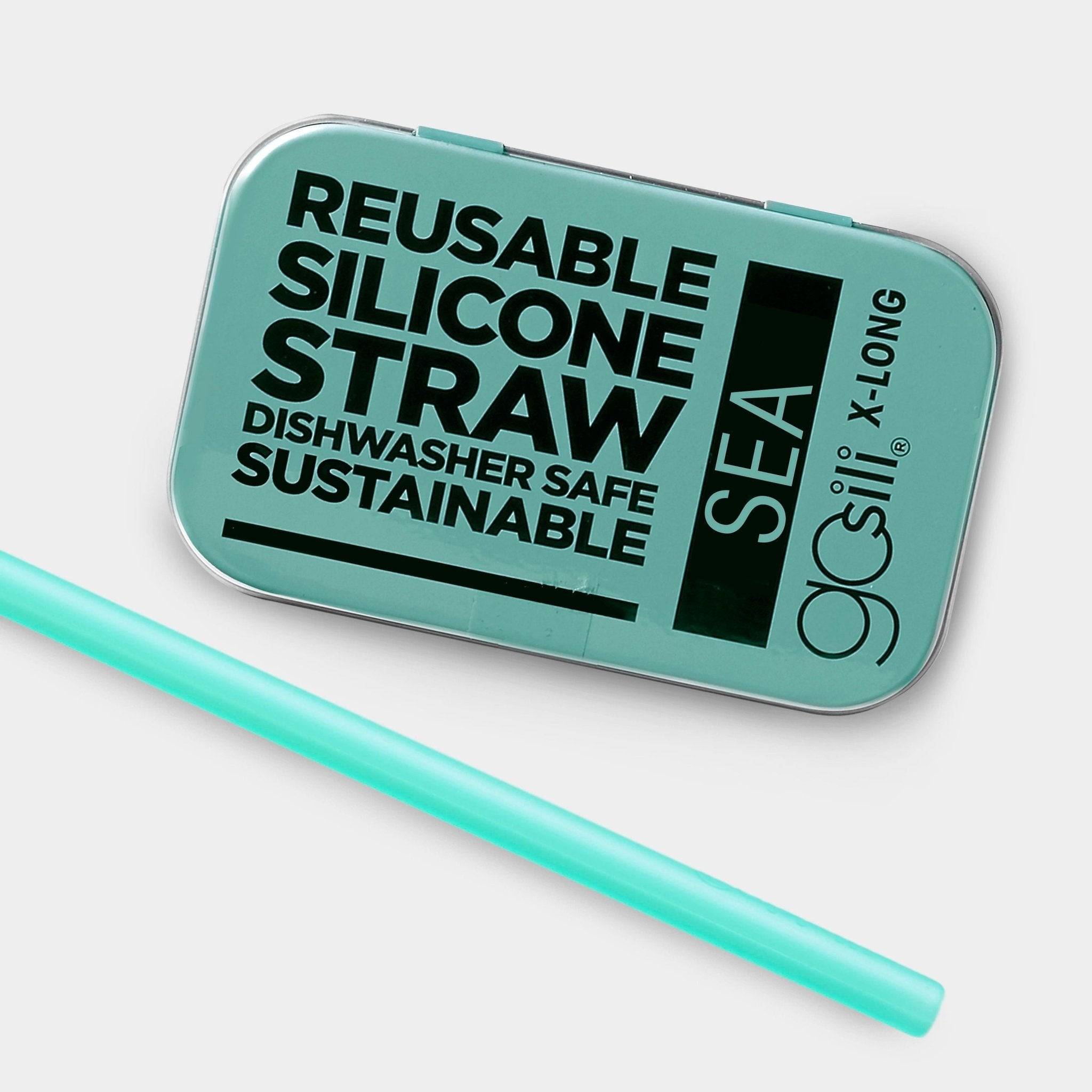 Extra - Long 10.75&quot; Reusable Silicone Straw and Travel Case, 3pk - GoSili