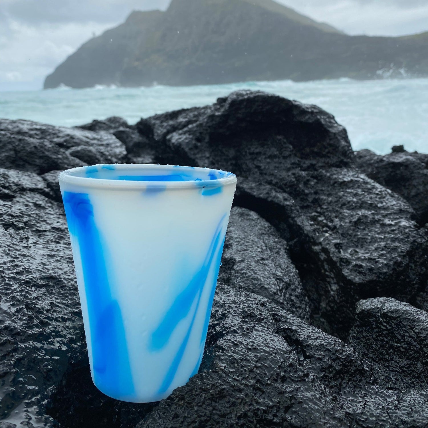 Reusable Stackable Silicone Cups, Ocean Theme 20oz - GoSili