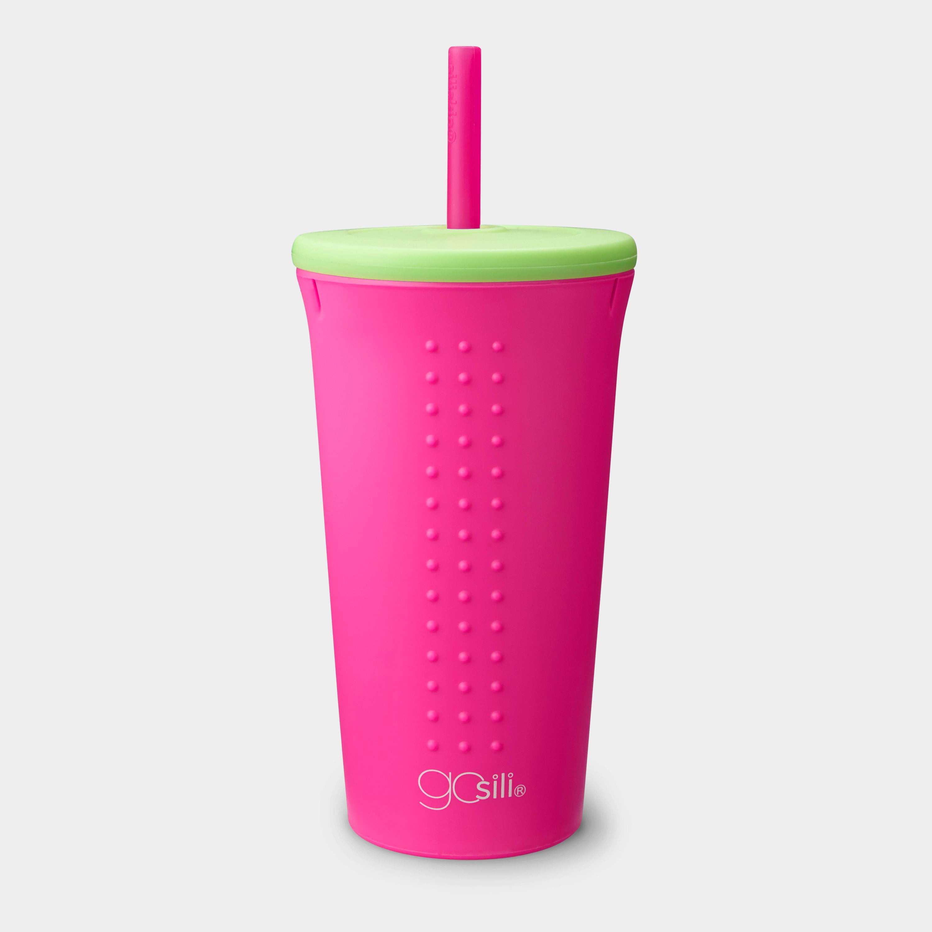 Eco-conscious silicone cup with reusable straw that won’t melt or hurt teeth.