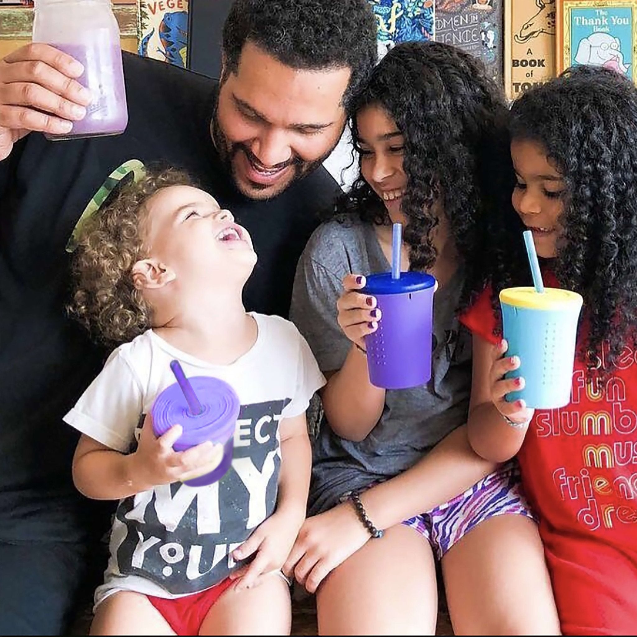 SiliKids Silicone Cup with Universal Straw Top and Drink Protector, 8oz - GoSili
